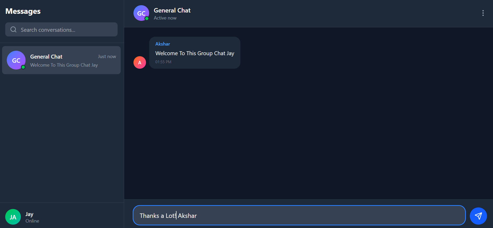 Chat Dashboard User 2