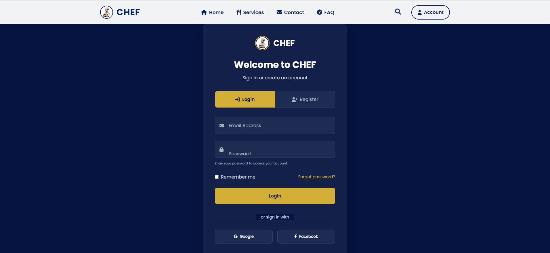 Chef Management Login