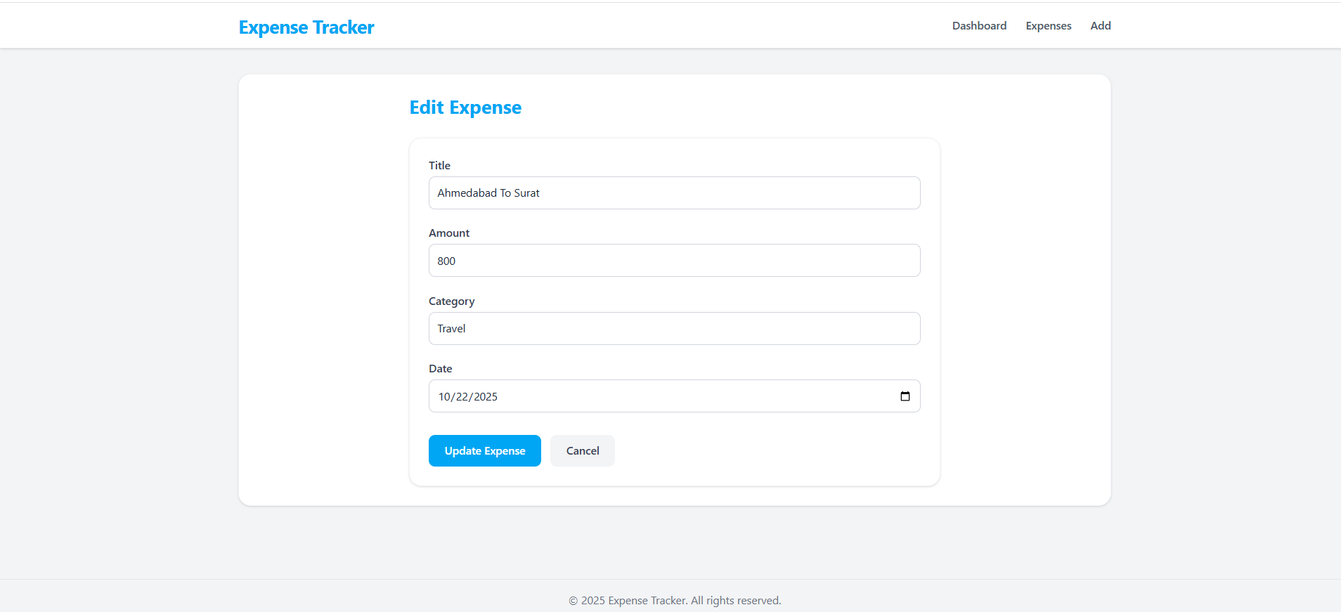 Exprense Tracker Edit