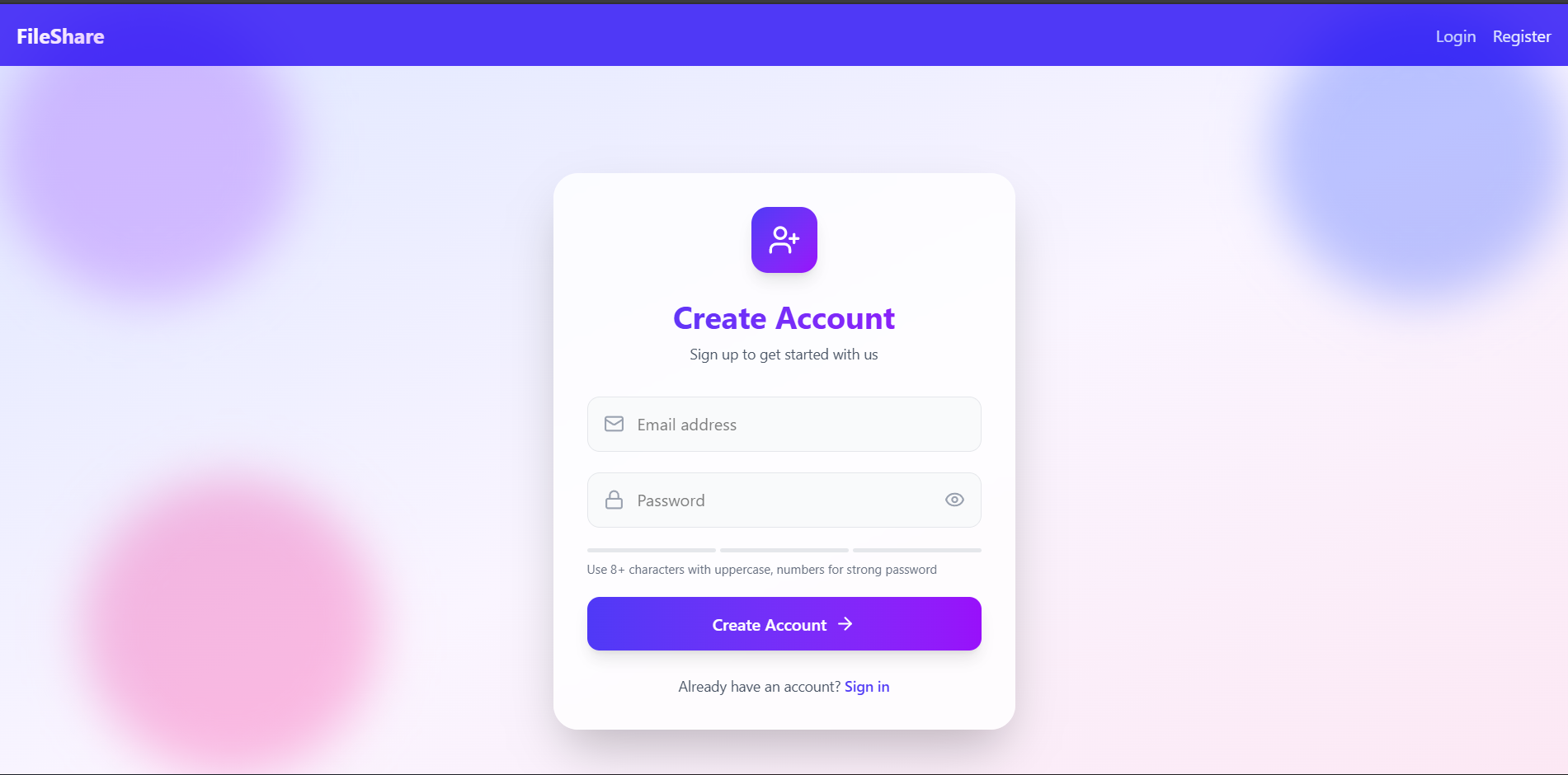File Sharing Create Account