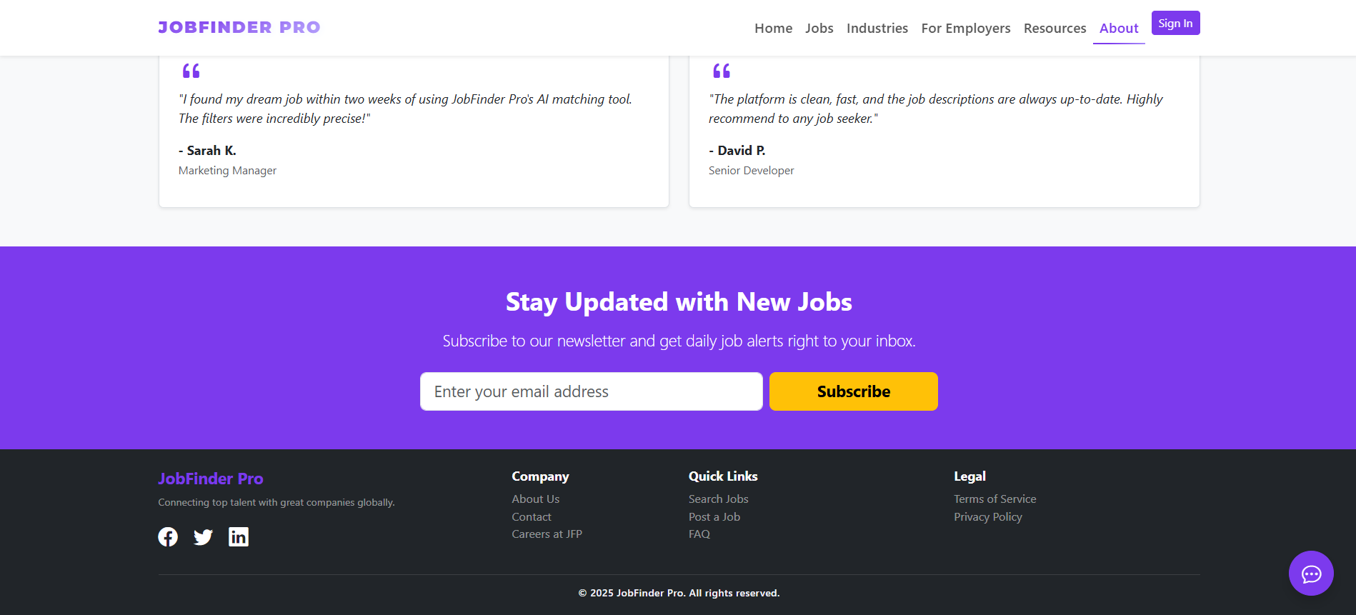 Job Portal Footer