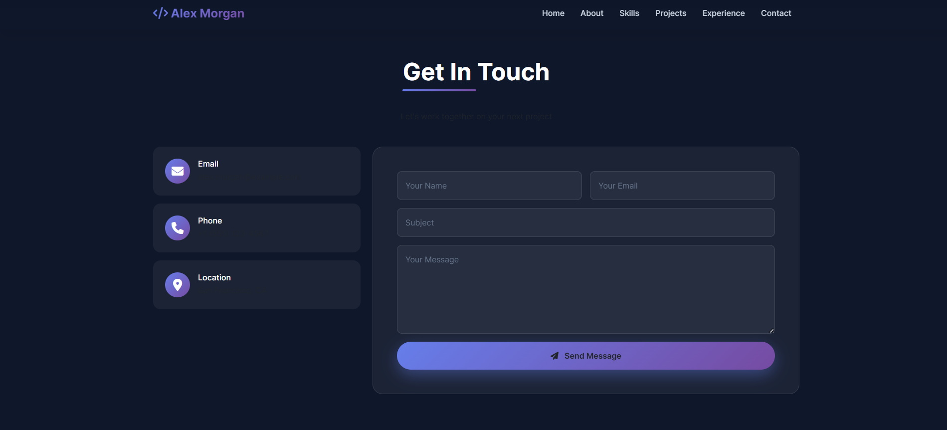 Portfolio Contact Us