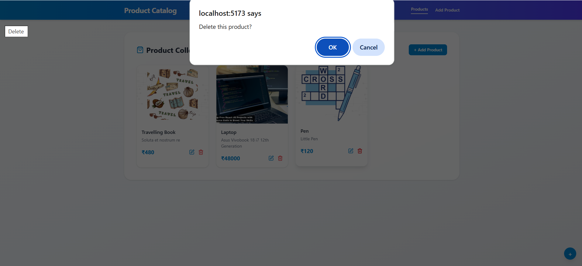 Product Catalog Delete