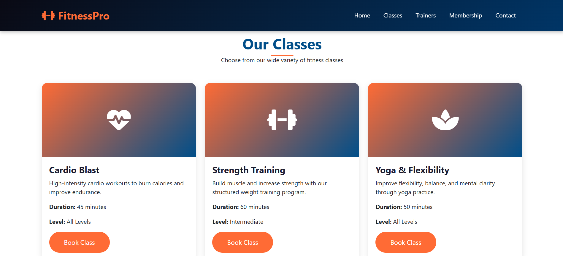 FitnessPro – Fitness and Training Website