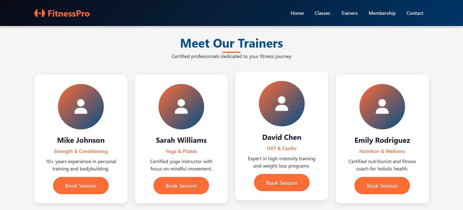 FitnessPro – Fitness and Training Website