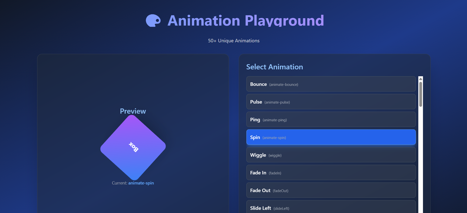 Interactive Animation Playground