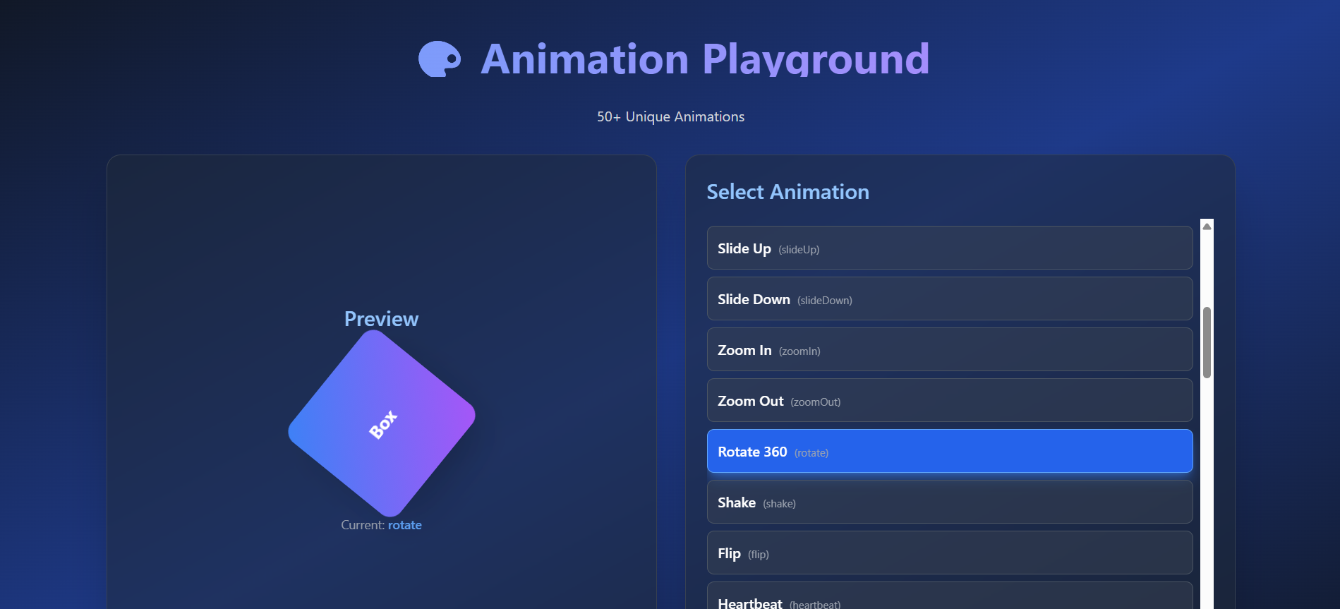Interactive Animation Playground