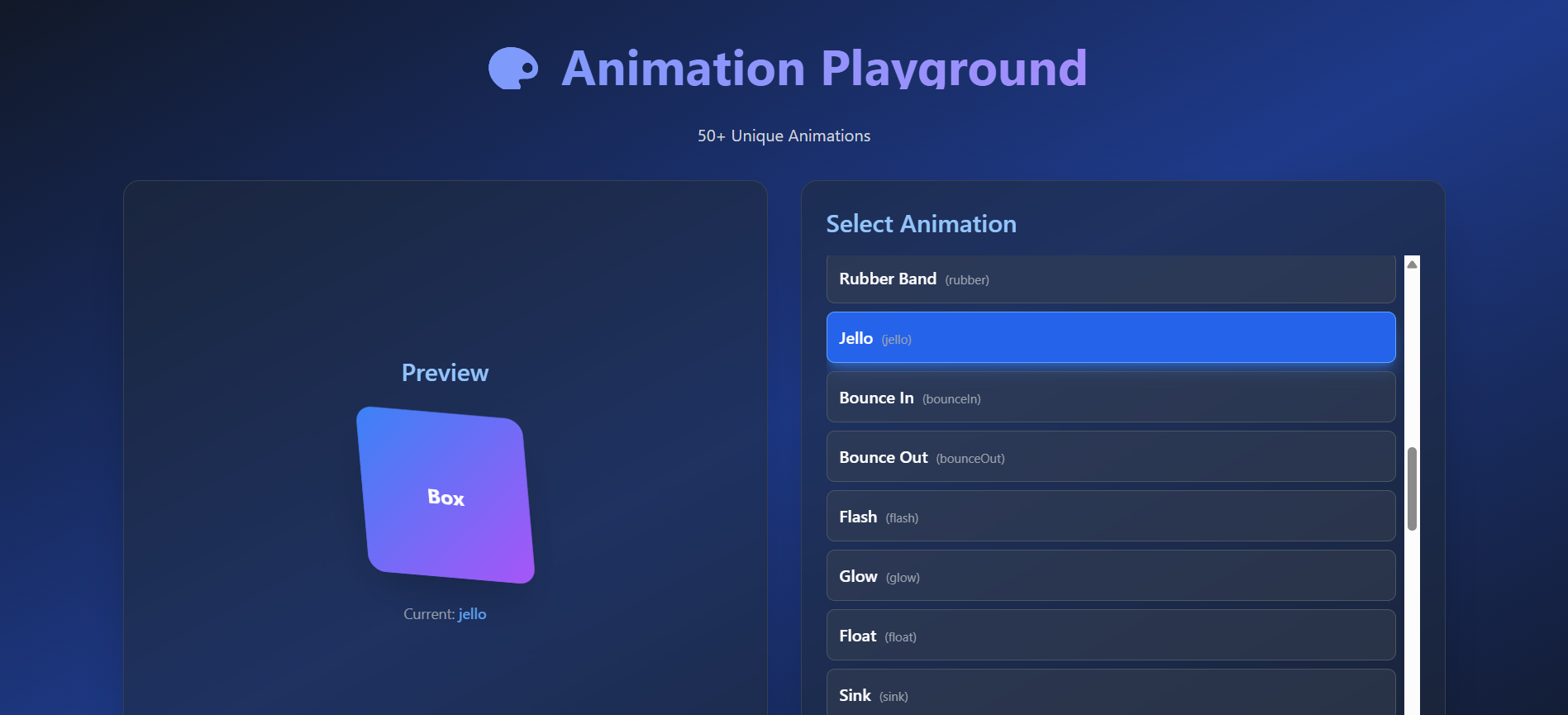 Interactive Animation Playground