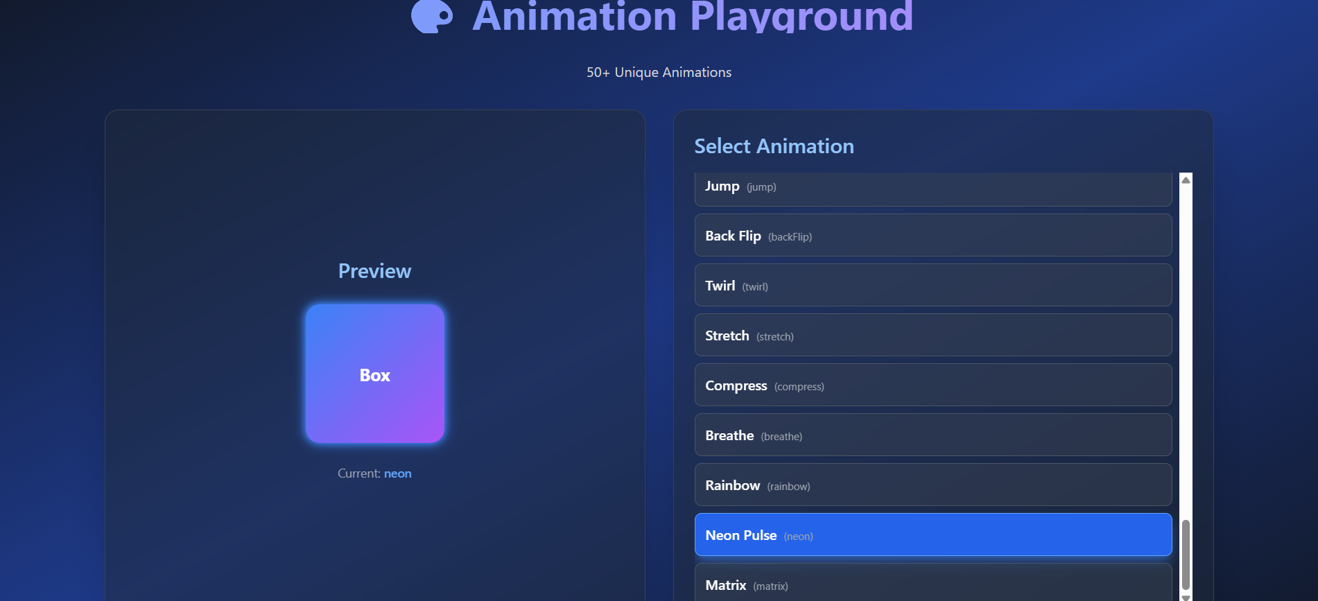 Interactive Animation Playground
