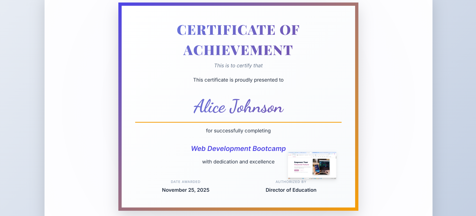 Online Certificate Generator System