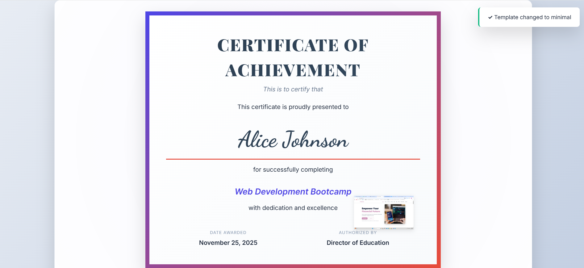 Online Certificate Generator System