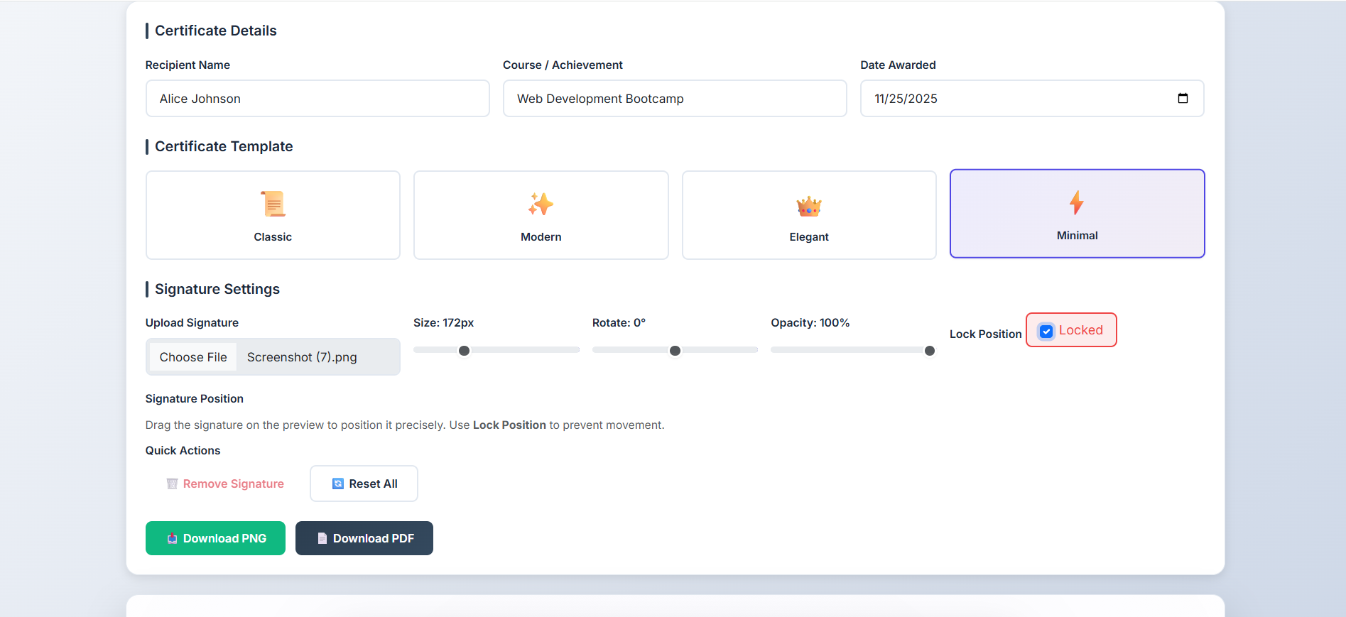 Online Certificate Generator System