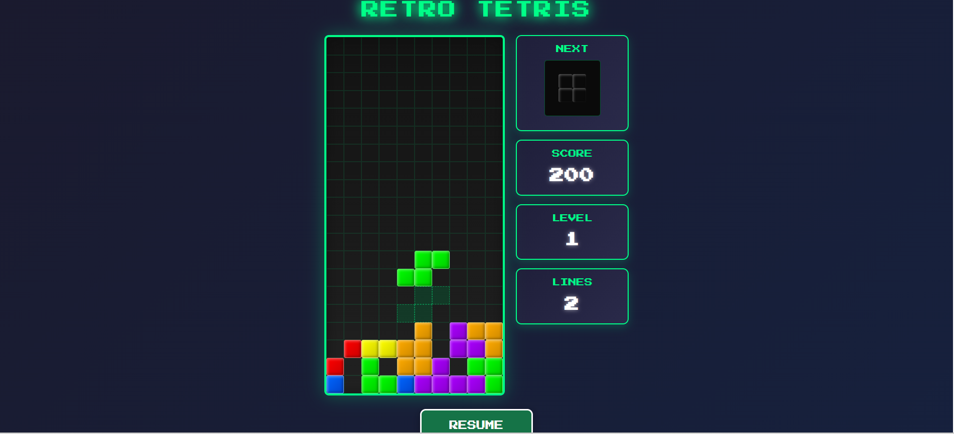 Retro Tetris Game