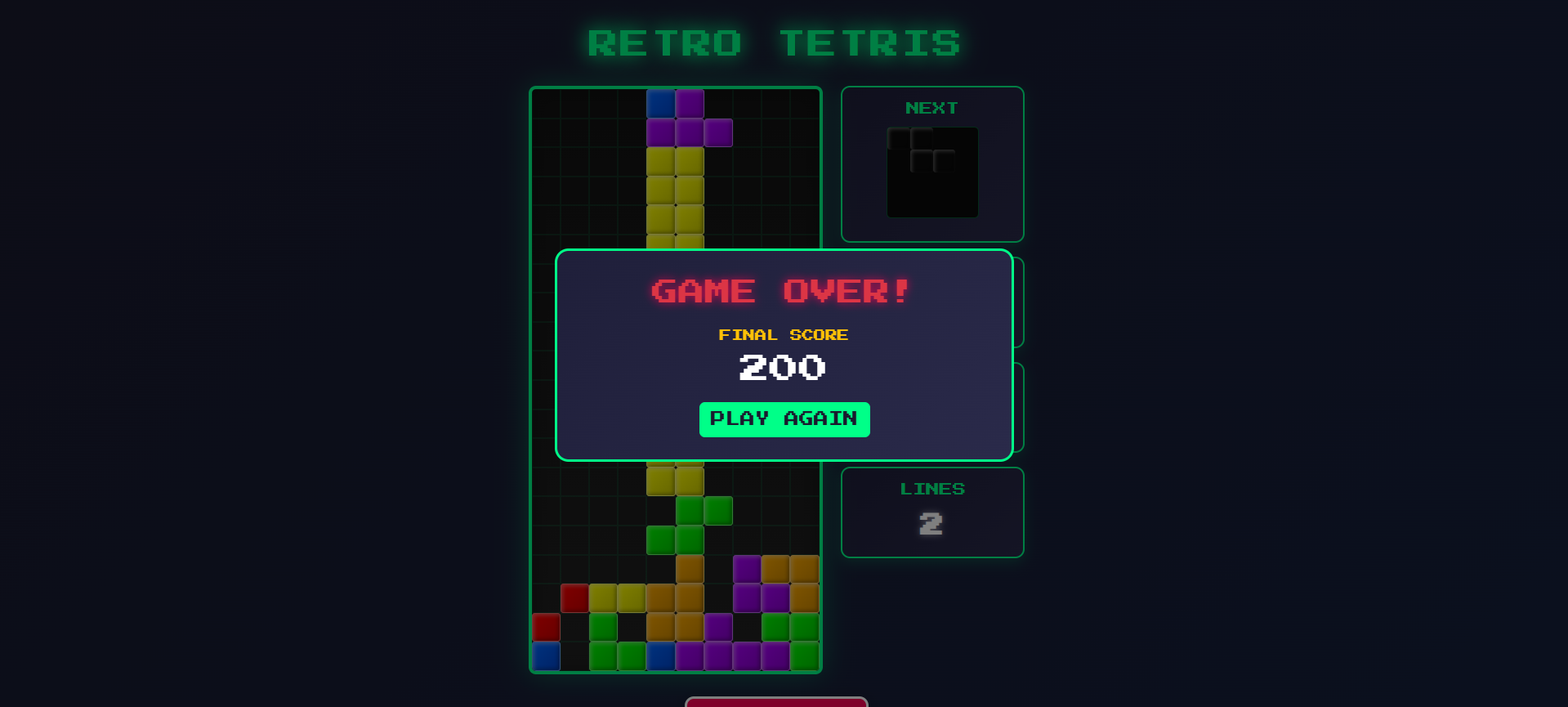 Retro Tetris Game
