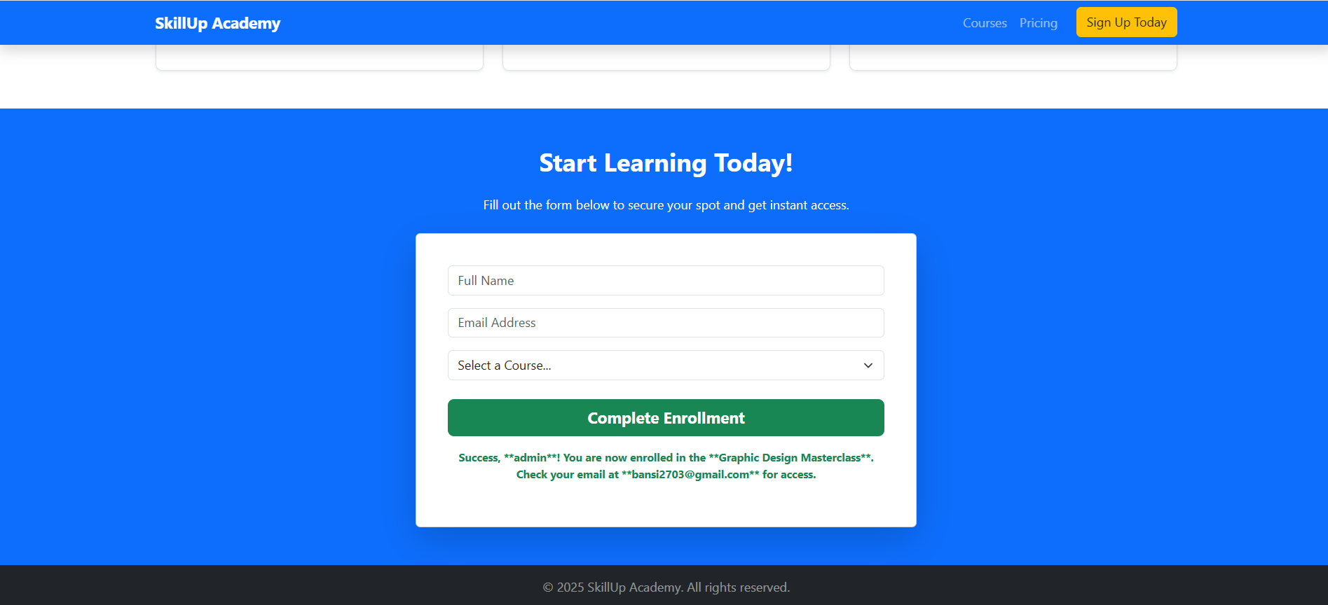 SkillUp Academy Form