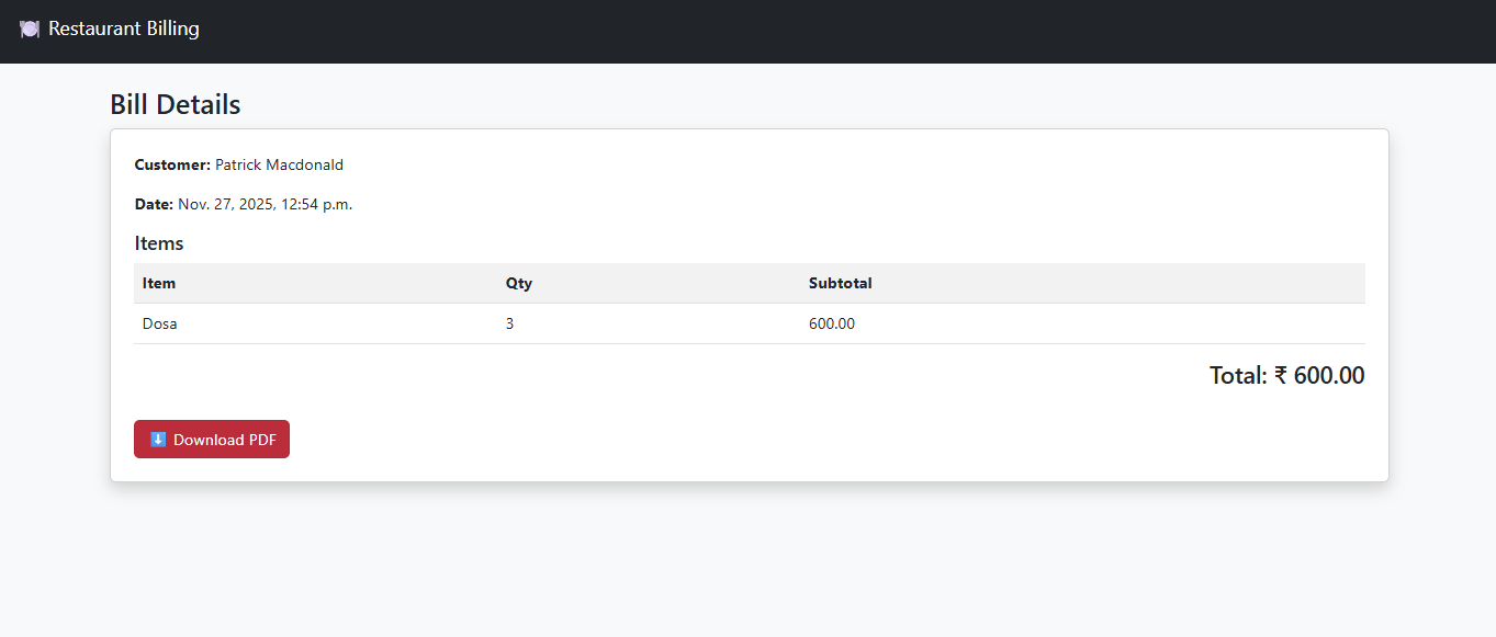 Restorent Bill Generator 2