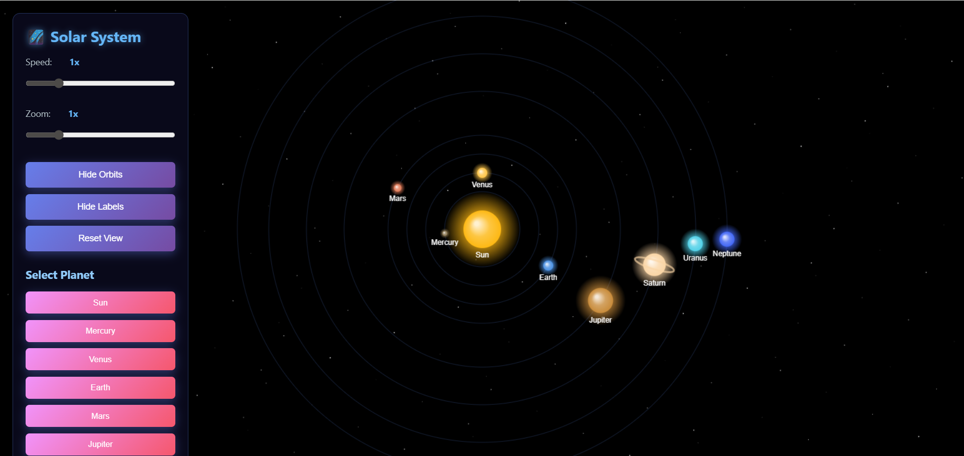 3D Interactive Solar System 1